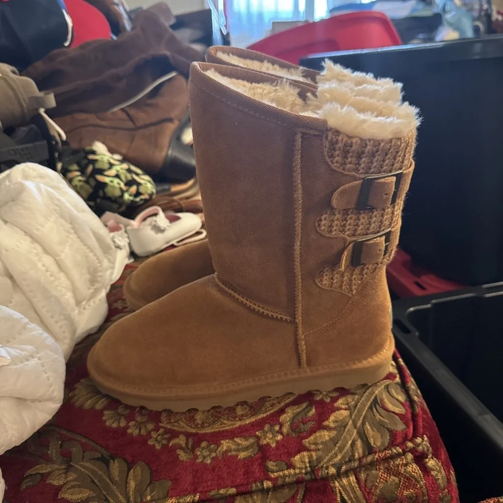 Dream Pairs Women's Sweaty-Buckle-K Snow Boots,Brown,8